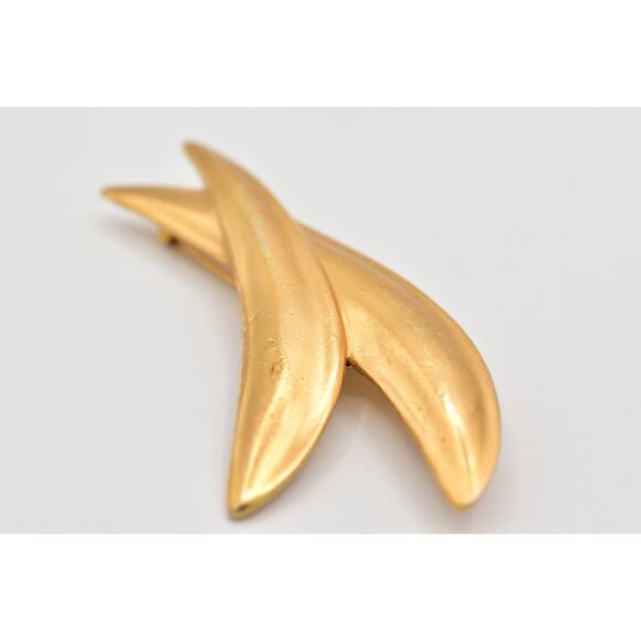 Anne Klein Vintage Ex Cross Pin Brooch Brushed Gold Heavy Chunky Unsigned BinBG - Picture 6 of 12